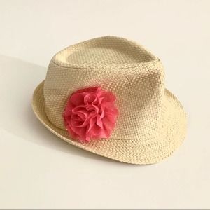 Children’s Place Girls Fedora hat summer vacation straw pink Rose size M 7-8